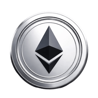 Element graficzny w formie unoszącej się monety Ethereum (ETH)
